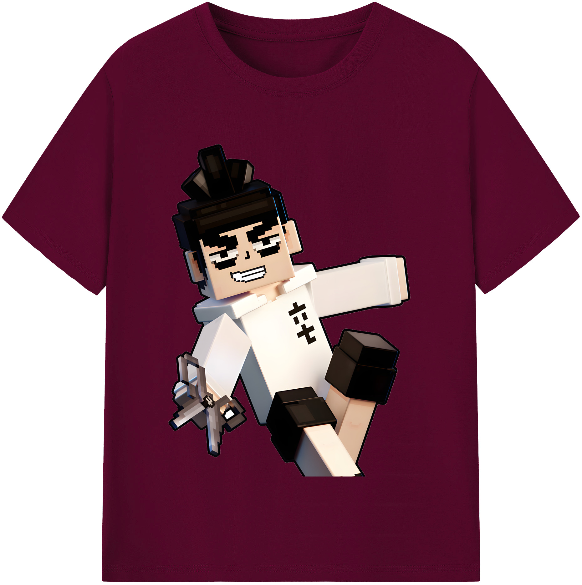（画像用） マインクラフト ブロックの世界 Minecraft MC Block world レディースカジュアルプリントTシャツ（綿100％）